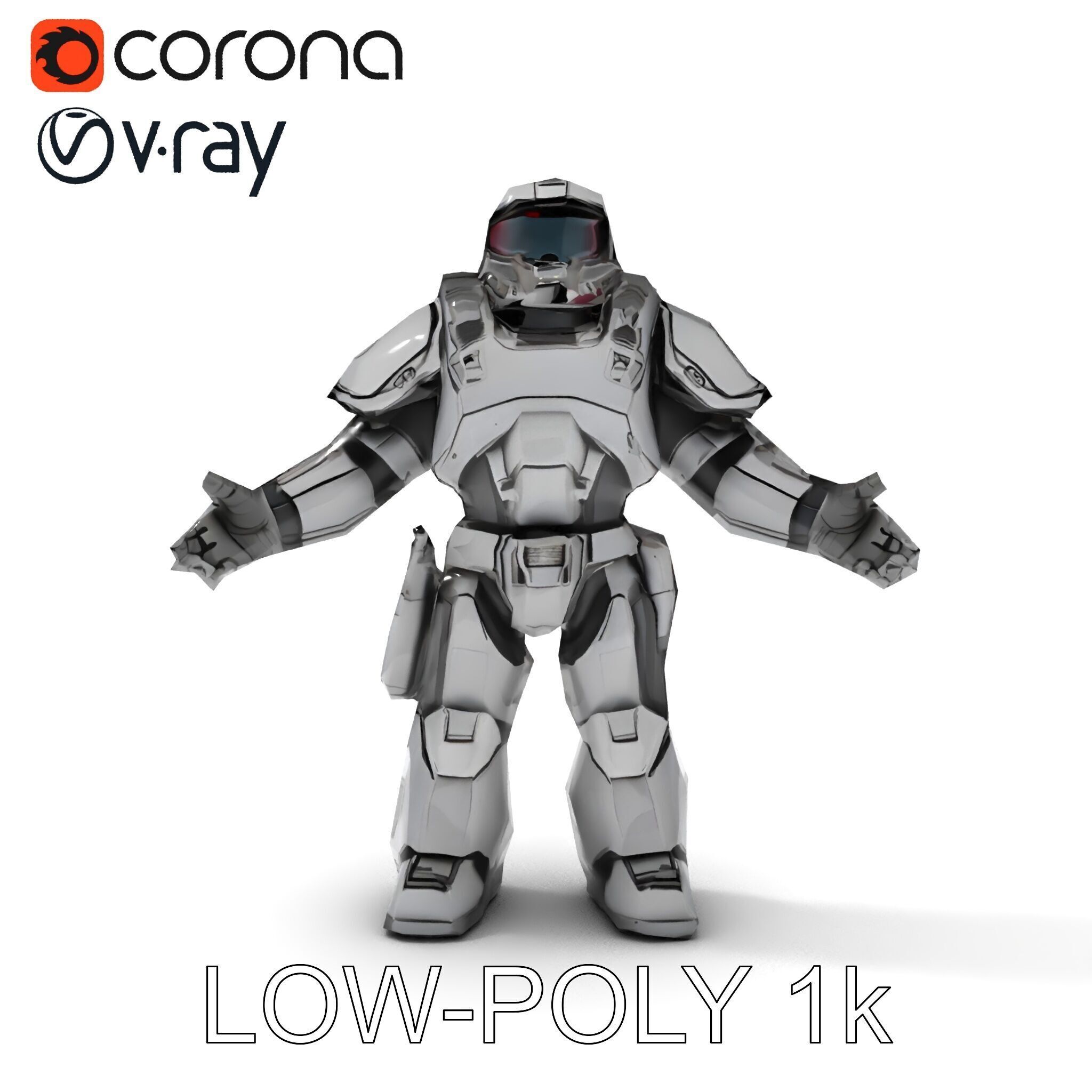 Futuristic Armored Combat Robot with Full Rigging and PBR Tex... Low-poly 3D model_19