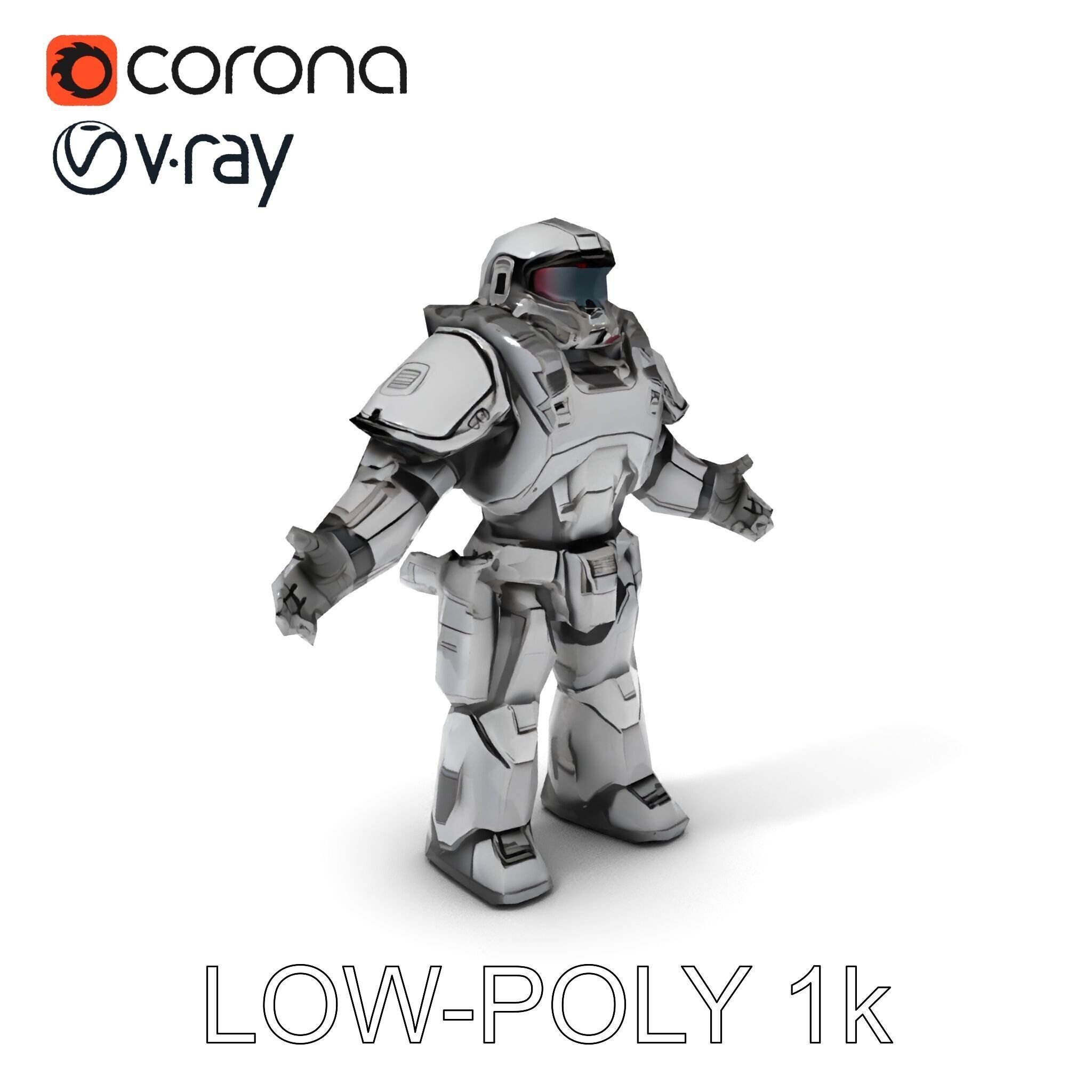 Futuristic Armored Combat Robot with Full Rigging and PBR Tex... Low-poly 3D model_13