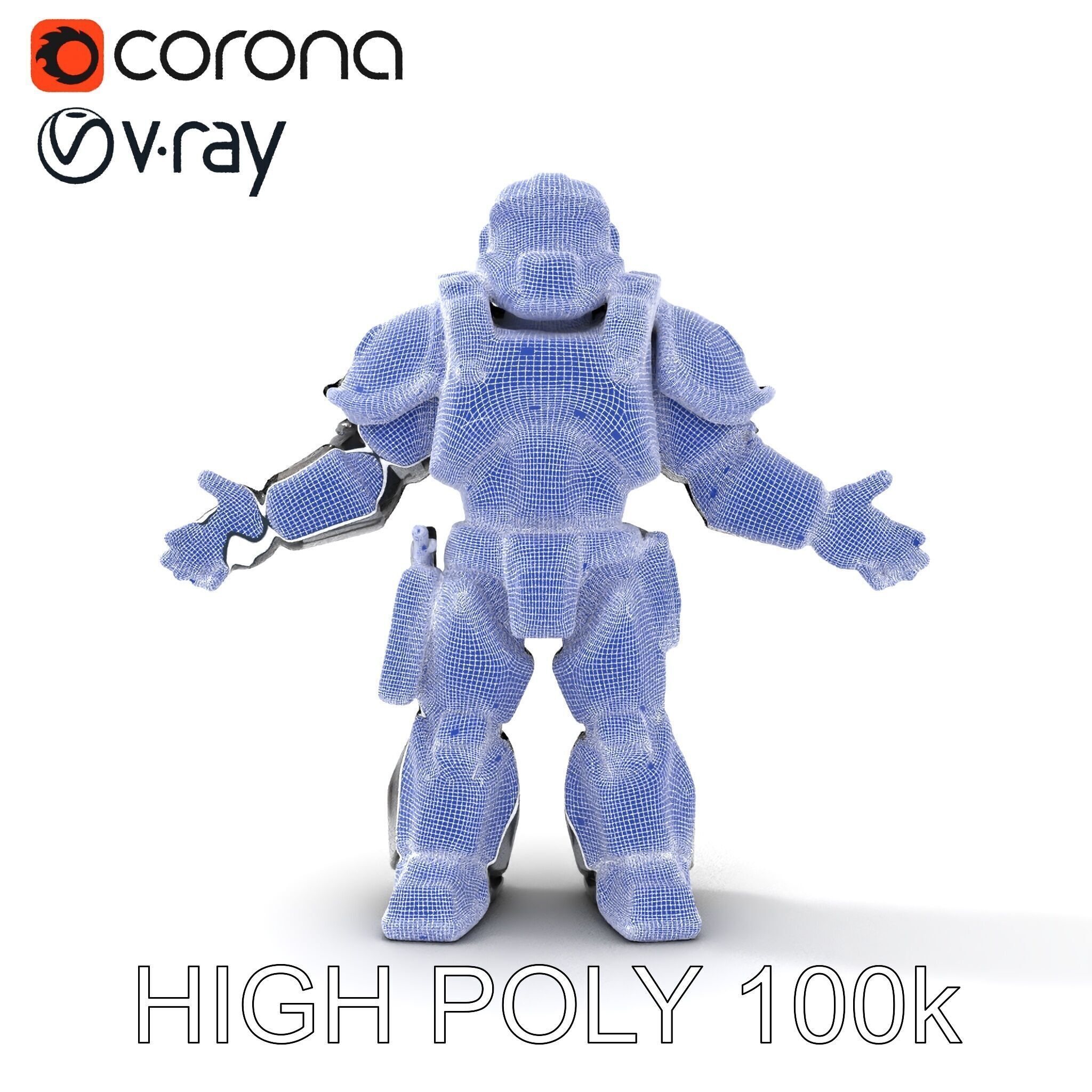 Futuristic Armored Combat Robot with Full Rigging and PBR Tex... Low-poly 3D model_17