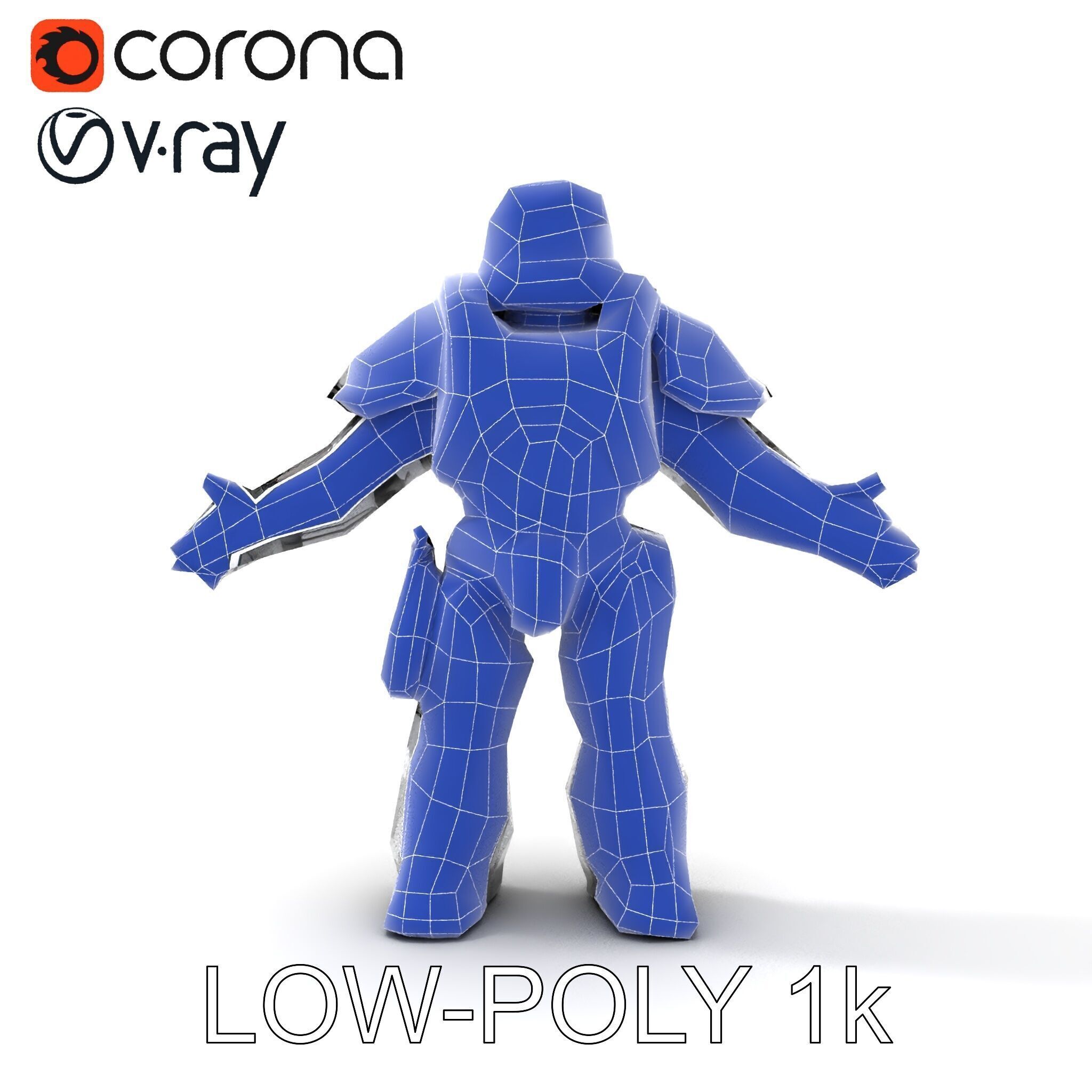 Futuristic Armored Combat Robot with Full Rigging and PBR Tex... Low-poly 3D model_24