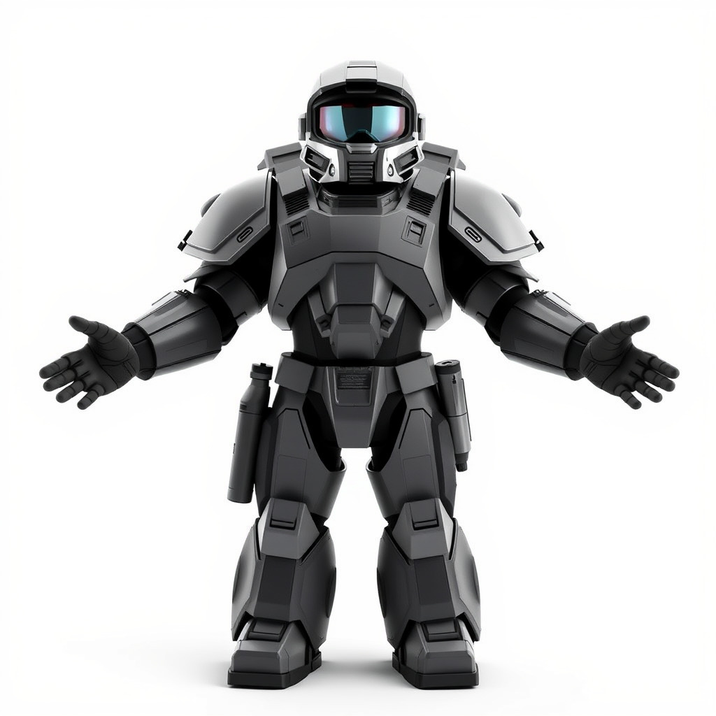 Futuristic Armored Combat Robot with Full Rigging and PBR Tex... Low-poly 3D model_4