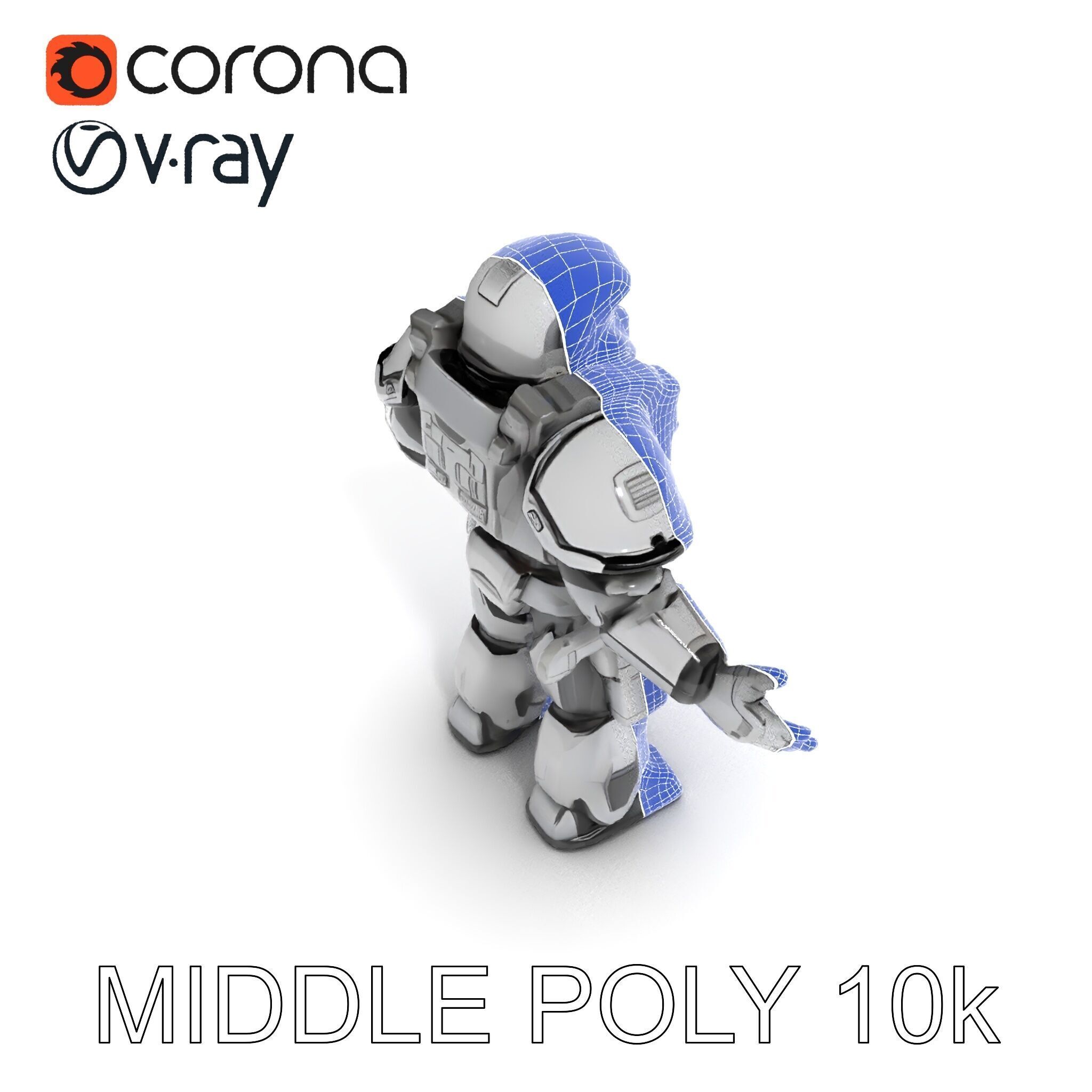 Futuristic Armored Combat Robot with Full Rigging and PBR Tex... Low-poly 3D model_12