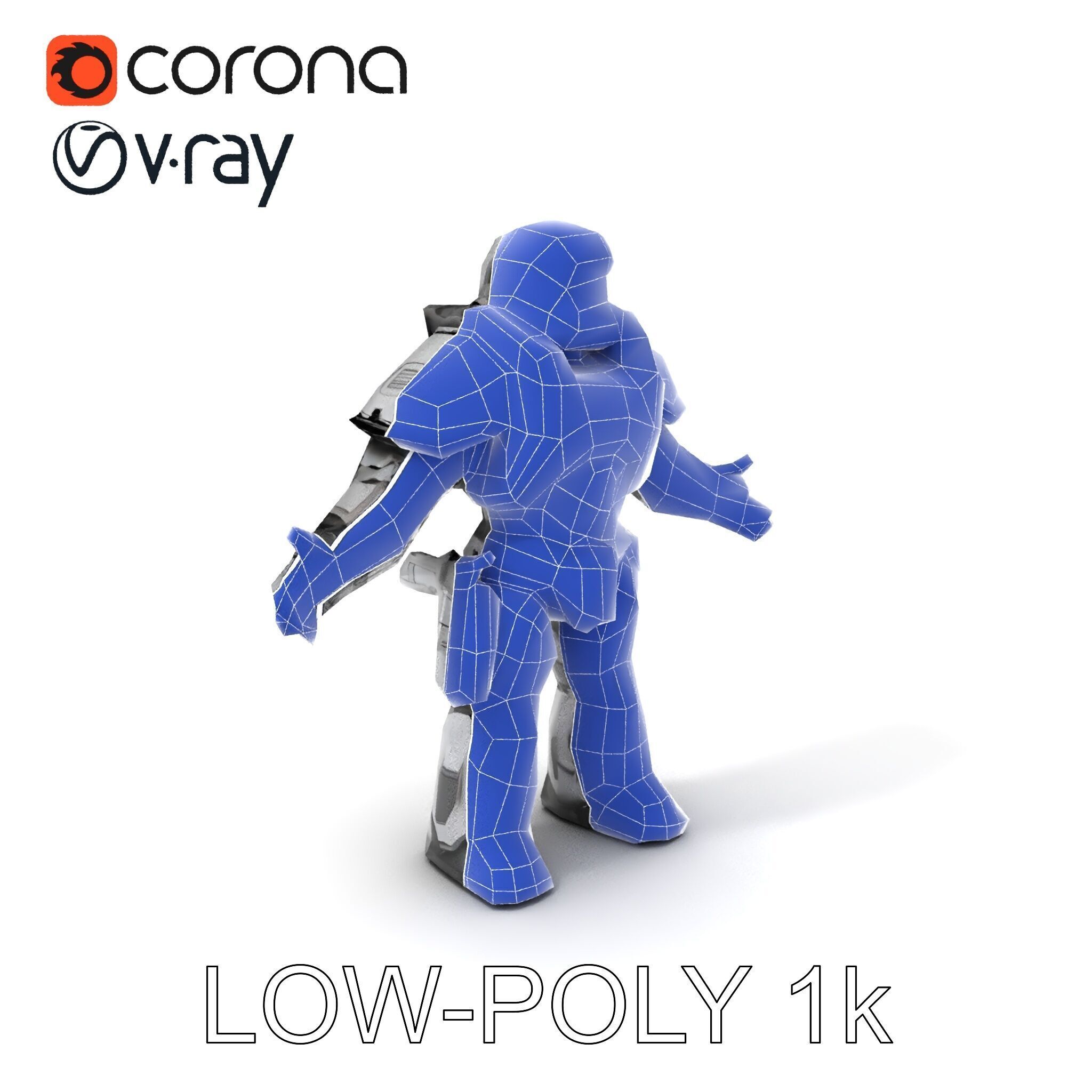 Futuristic Armored Combat Robot with Full Rigging and PBR Tex... Low-poly 3D model_10