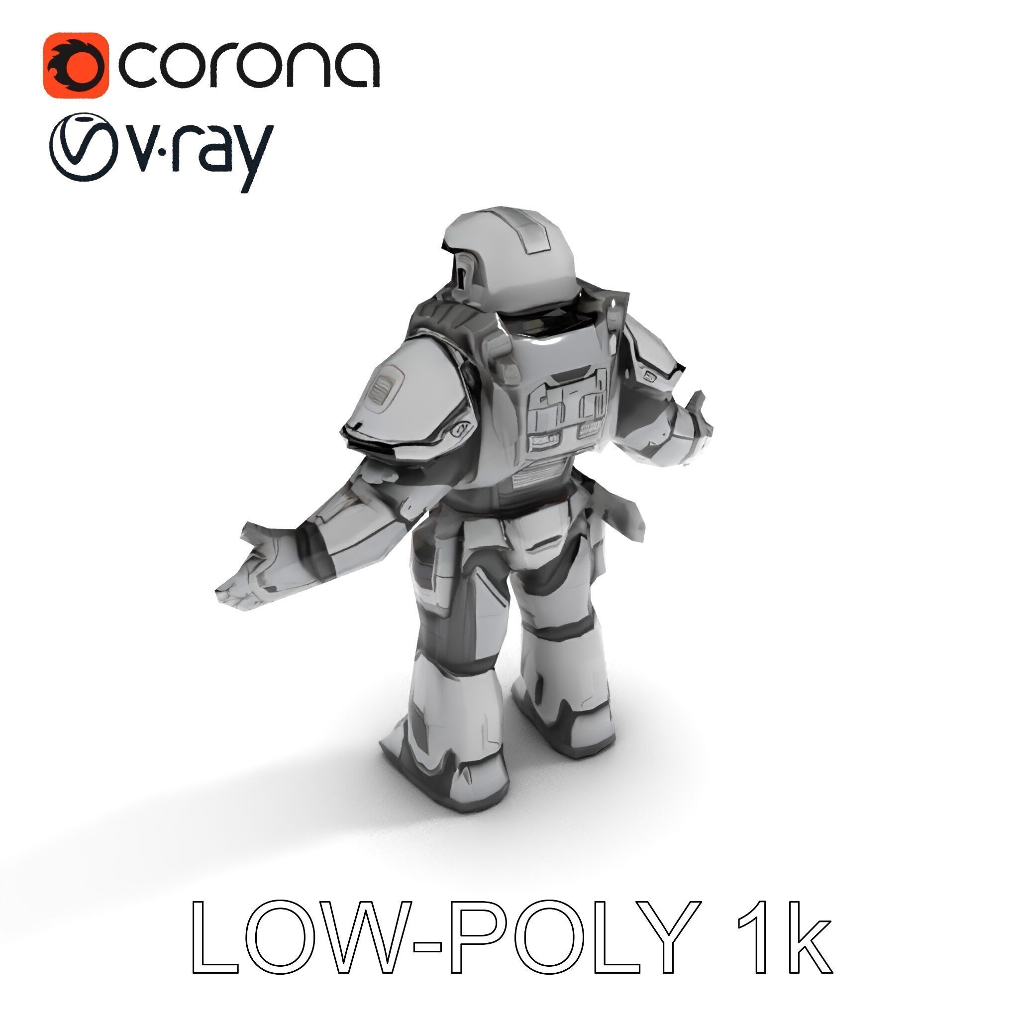Futuristic Armored Combat Robot with Full Rigging and PBR Tex... Low-poly 3D model_29
