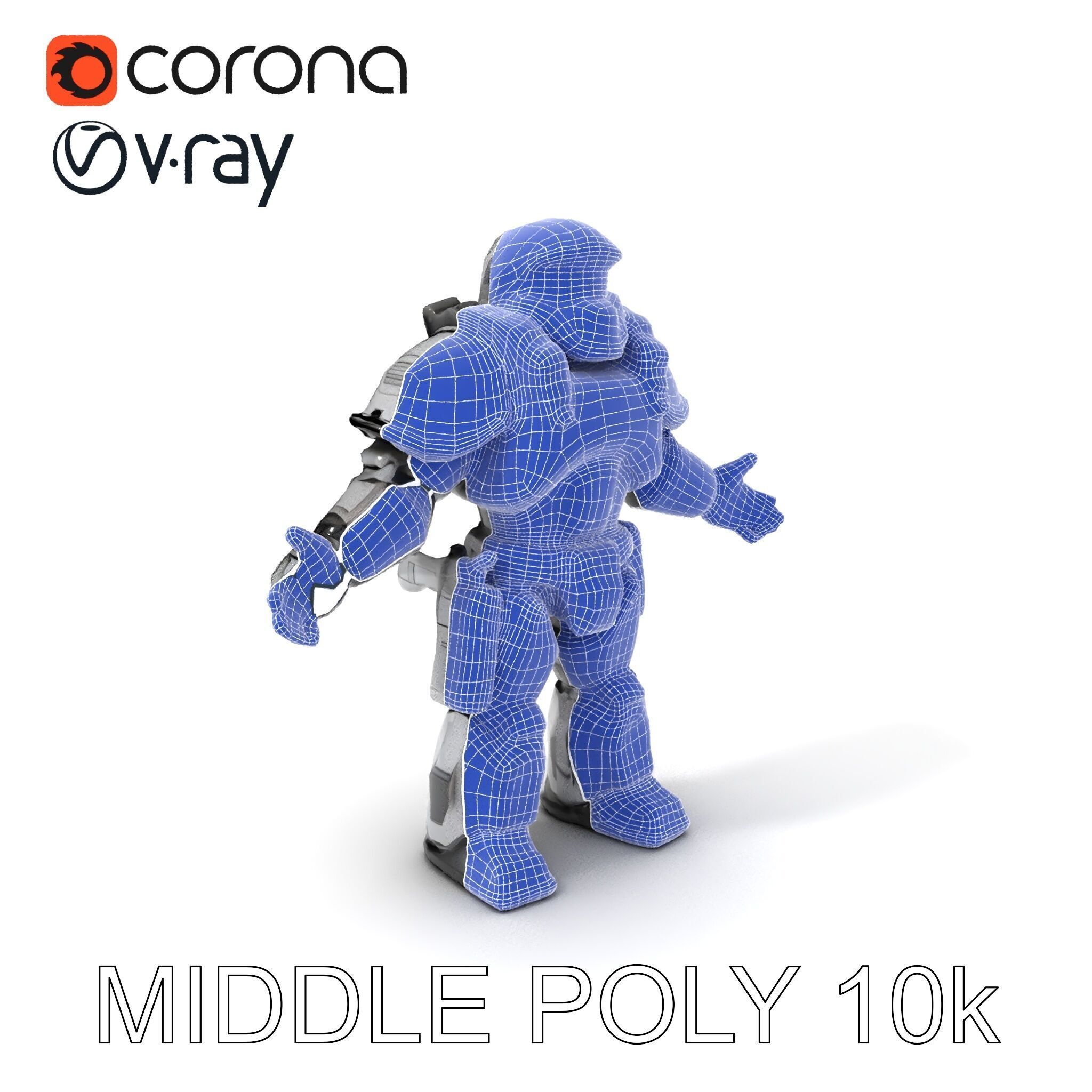 Futuristic Armored Combat Robot with Full Rigging and PBR Tex... Low-poly 3D model_23