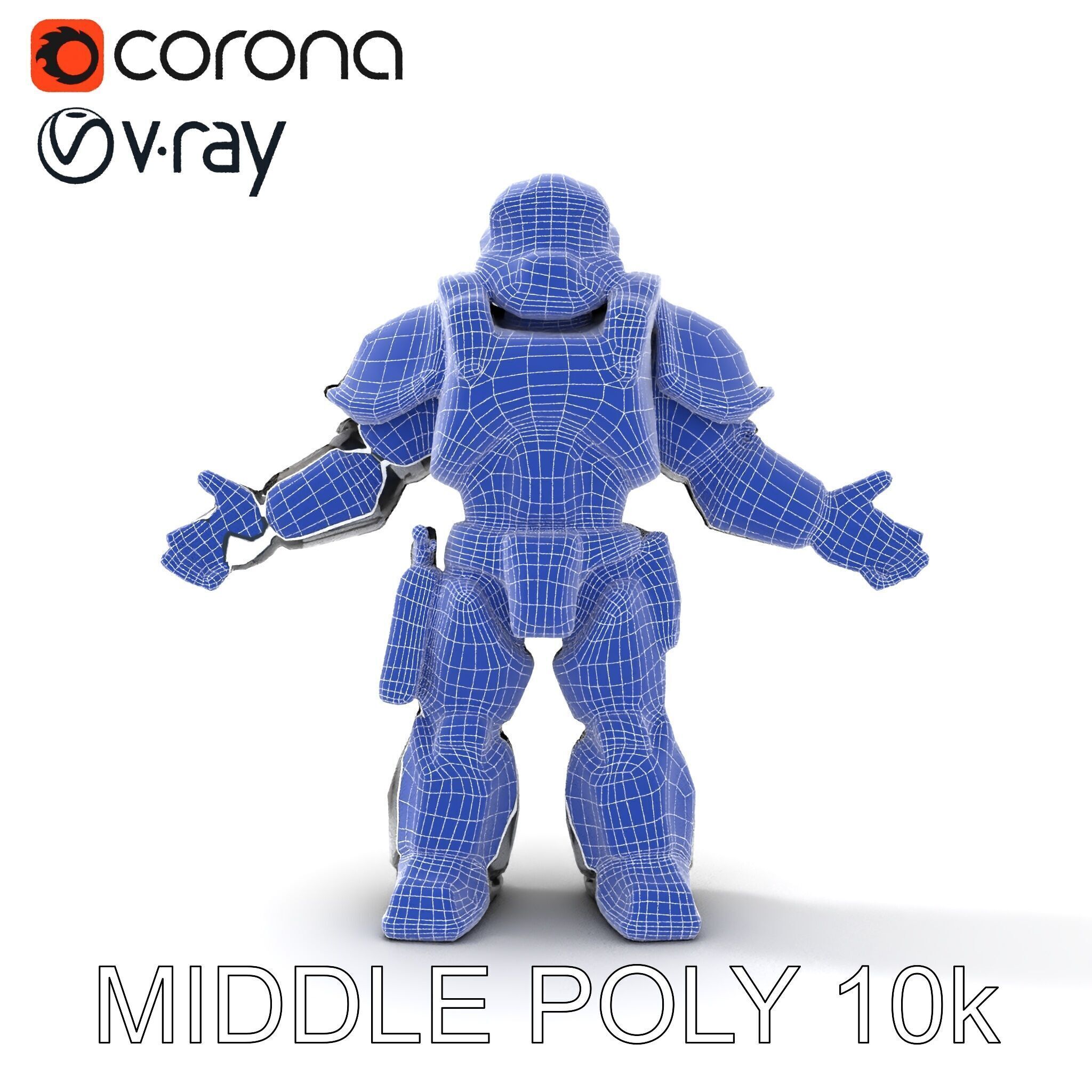 Futuristic Armored Combat Robot with Full Rigging and PBR Tex... Low-poly 3D model_26