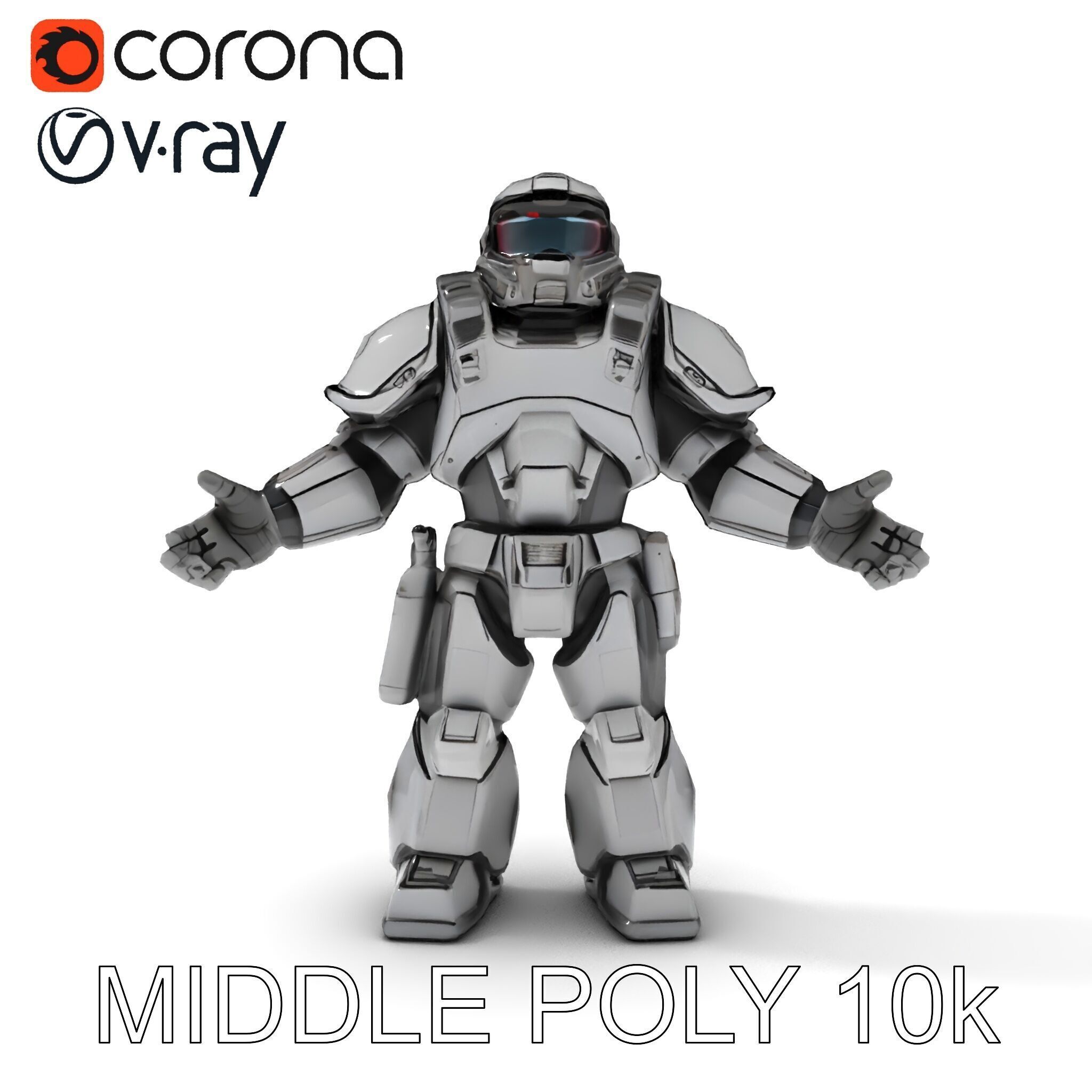 Futuristic Armored Combat Robot with Full Rigging and PBR Tex... Low-poly 3D model_30