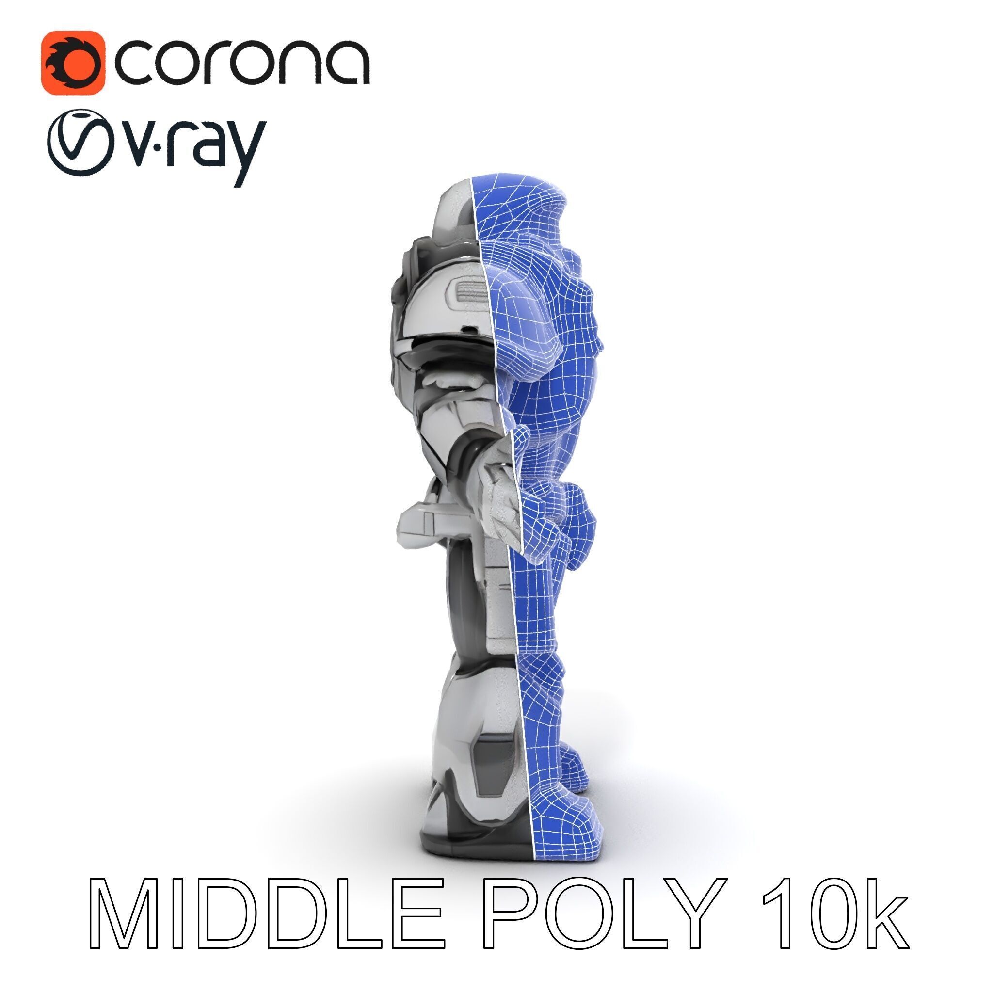 Futuristic Armored Combat Robot with Full Rigging and PBR Tex... Low-poly 3D model_6