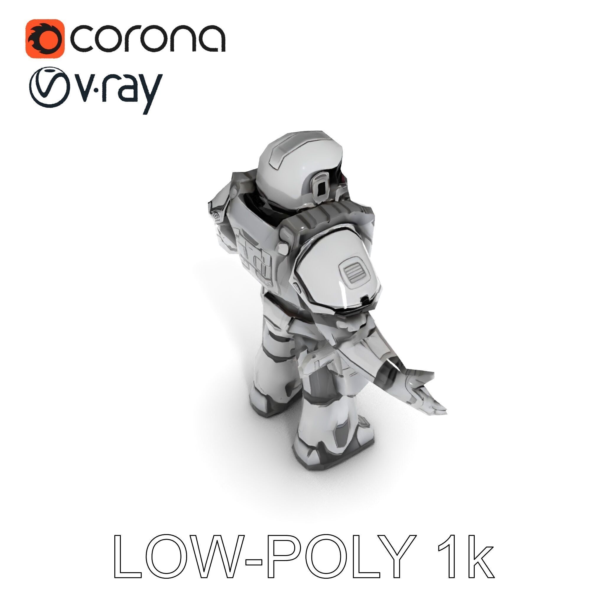 Futuristic Armored Combat Robot with Full Rigging and PBR Tex... Low-poly 3D model_7