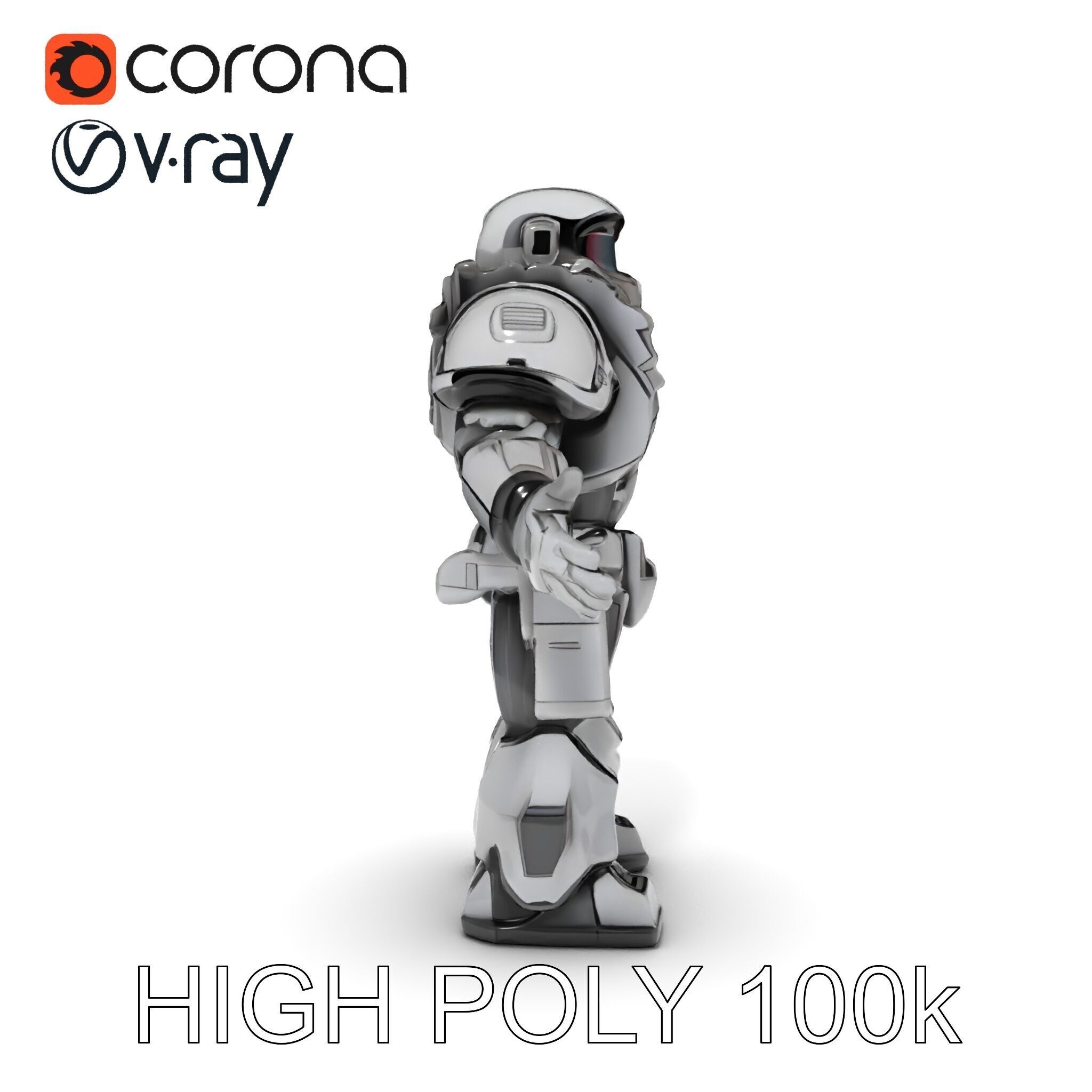 Futuristic Armored Combat Robot with Full Rigging and PBR Tex... Low-poly 3D model_25