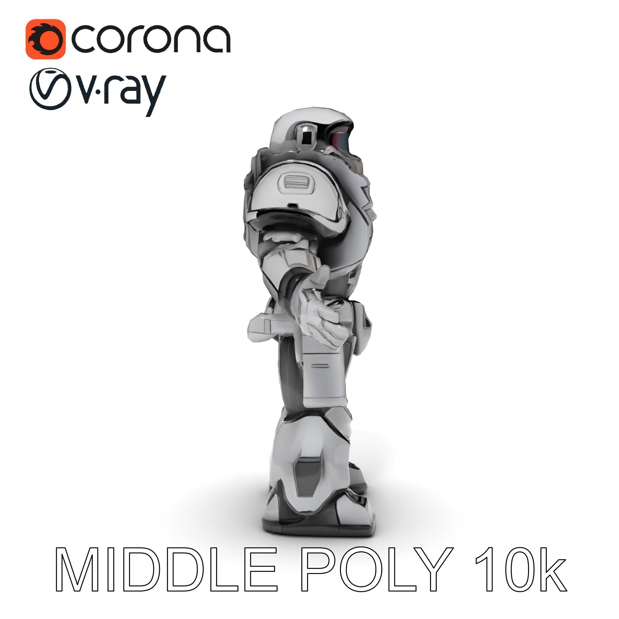 Futuristic Armored Combat Robot with Full Rigging and PBR Tex... Low-poly 3D model_9