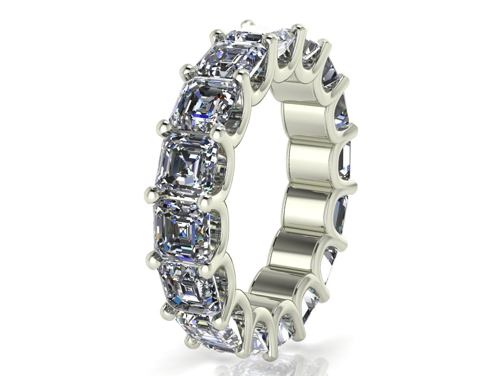 U - Shaped Eternity Bands - Ascher cut - Various stone sizes 3D print model_8