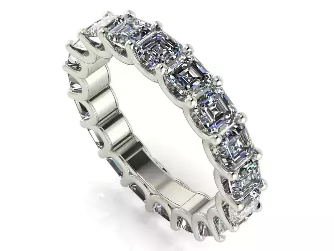 U - Shaped Eternity Bands - Ascher cut - Various stone sizes