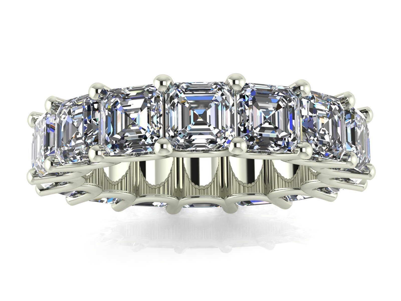 U - Shaped Eternity Bands - Ascher cut - Various stone sizes 3D print model_9