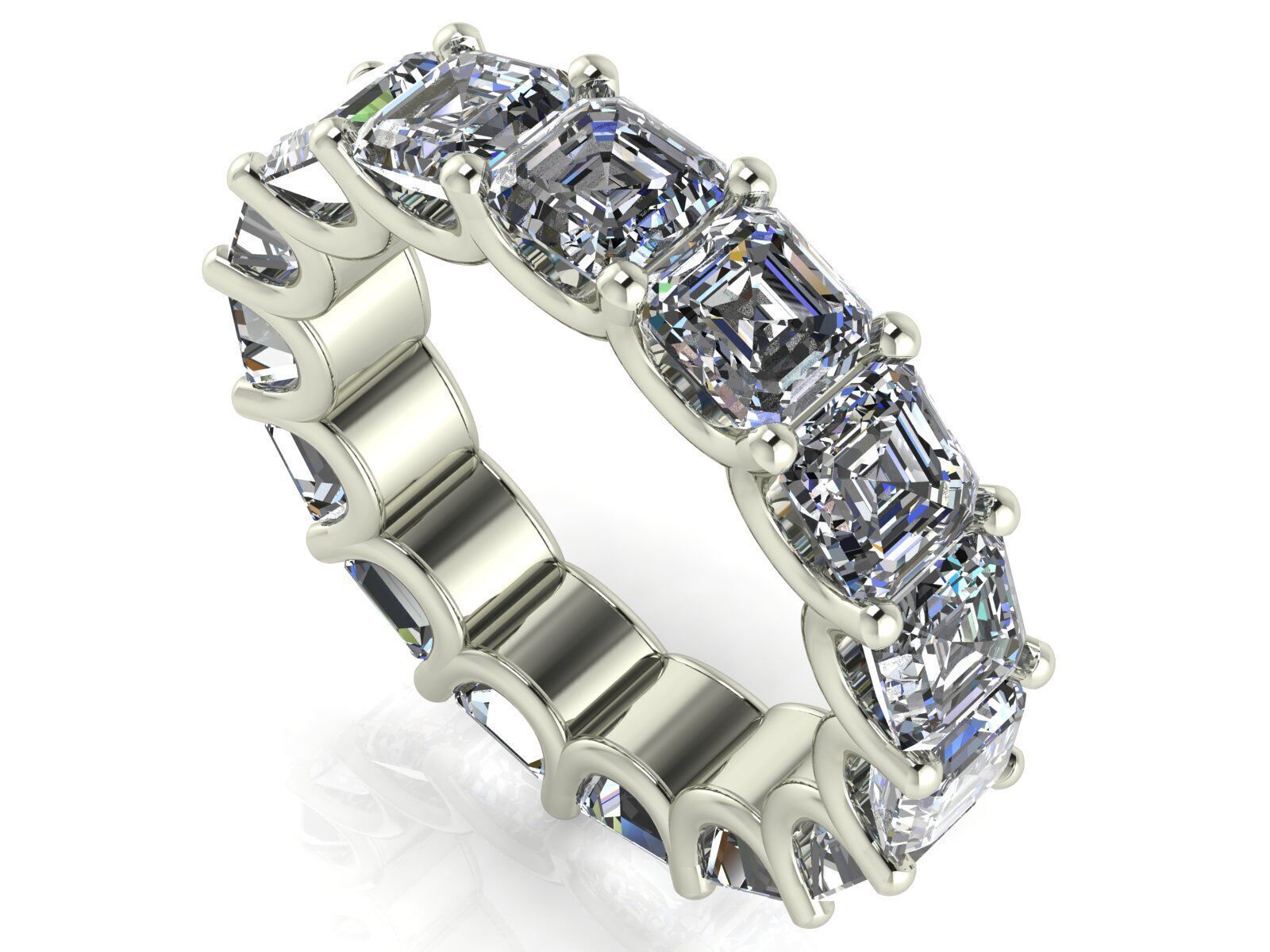 U - Shaped Eternity Bands - Ascher cut - Various stone sizes 3D print model_12