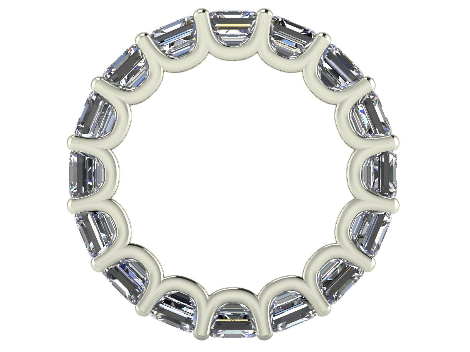 U - Shaped Eternity Bands - Ascher cut - Various stone sizes 3D print model_5