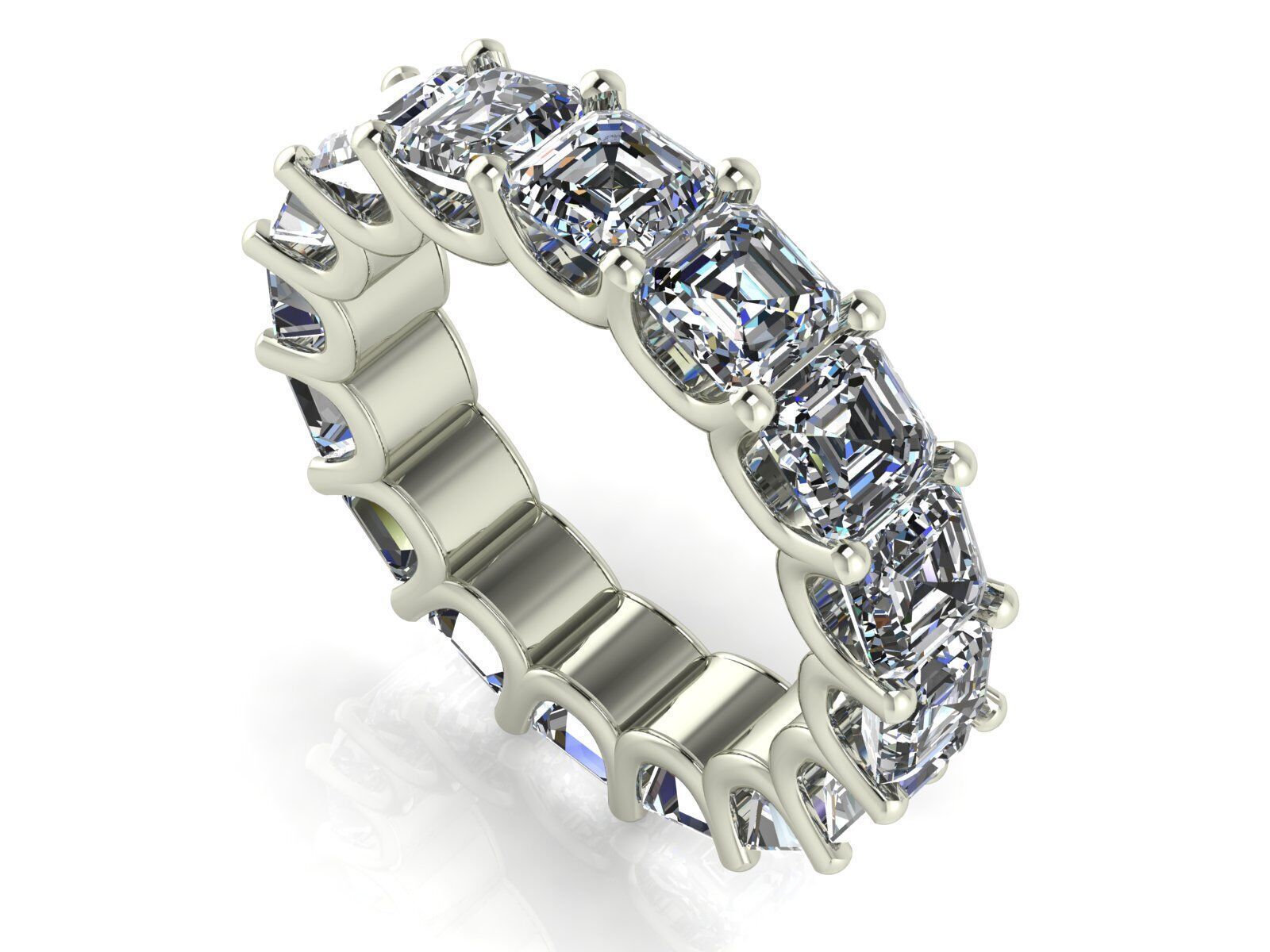 U - Shaped Eternity Bands - Ascher cut - Various stone sizes 3D print model_6