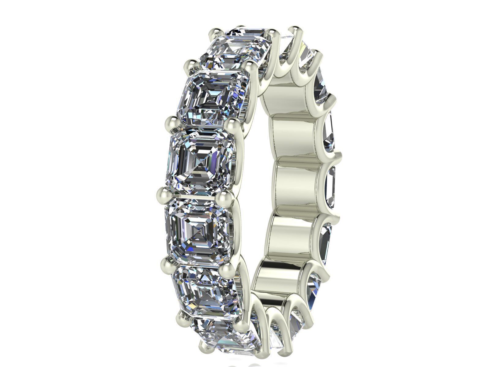 U - Shaped Eternity Bands - Ascher cut - Various stone sizes 3D print model_14