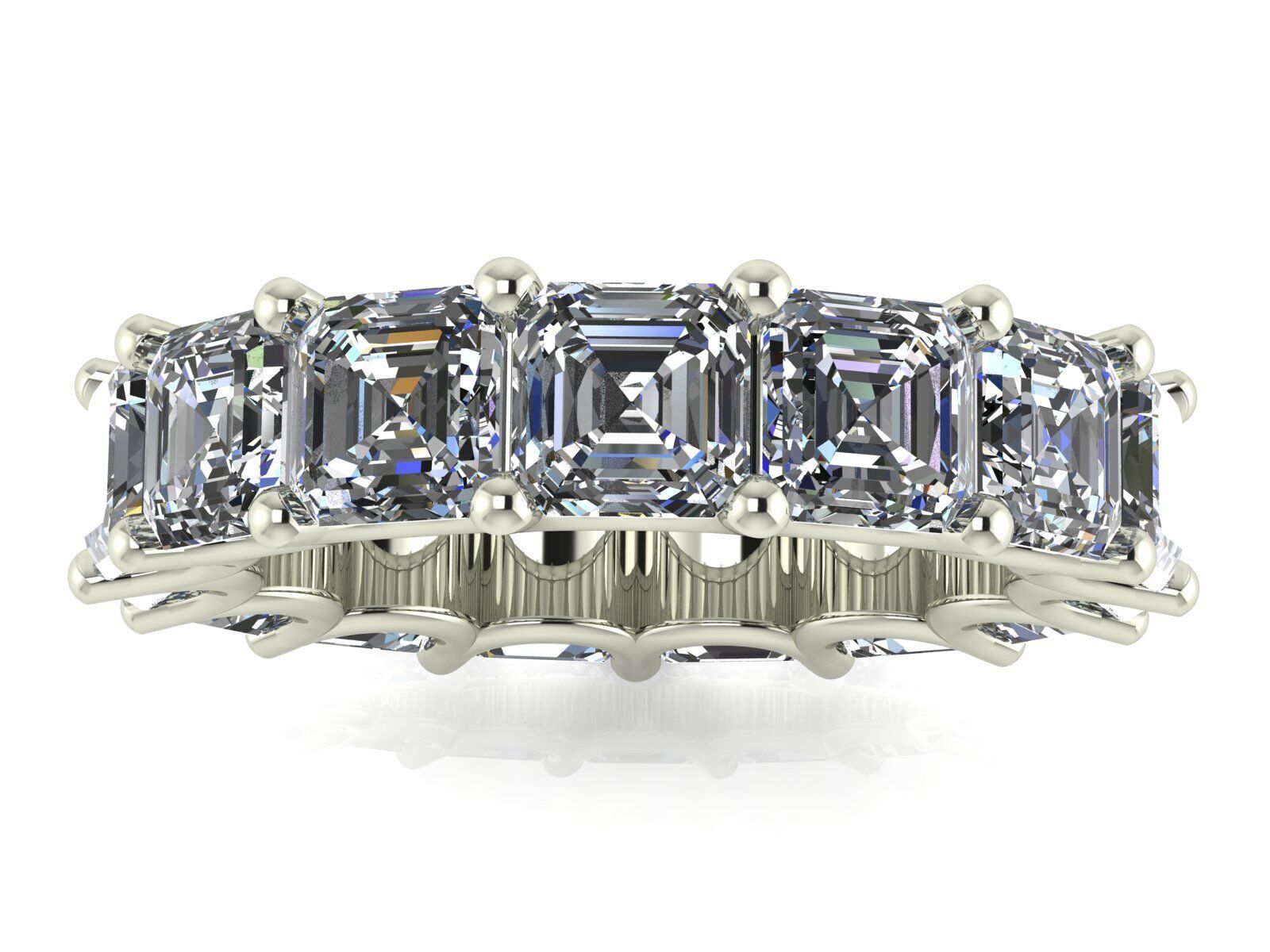 U - Shaped Eternity Bands - Ascher cut - Various stone sizes 3D print model_15