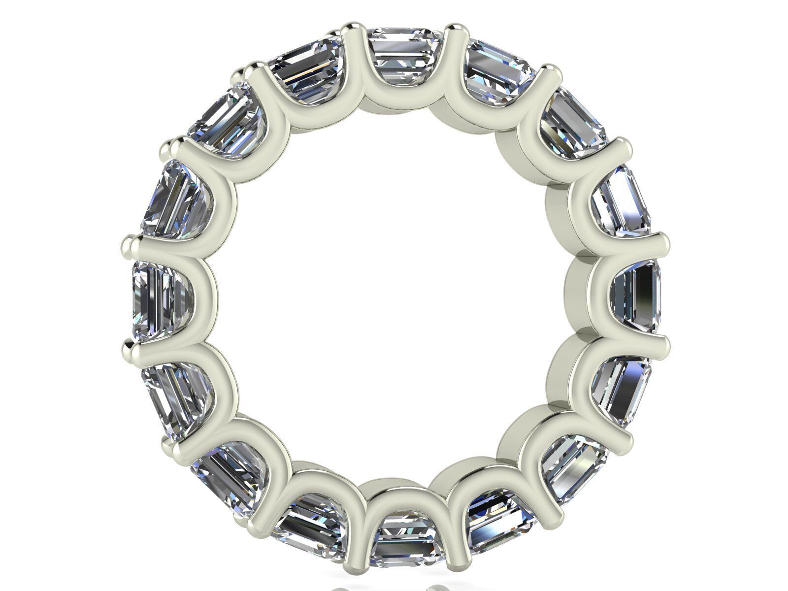 U - Shaped Eternity Bands - Ascher cut - Various stone sizes 3D print model_7