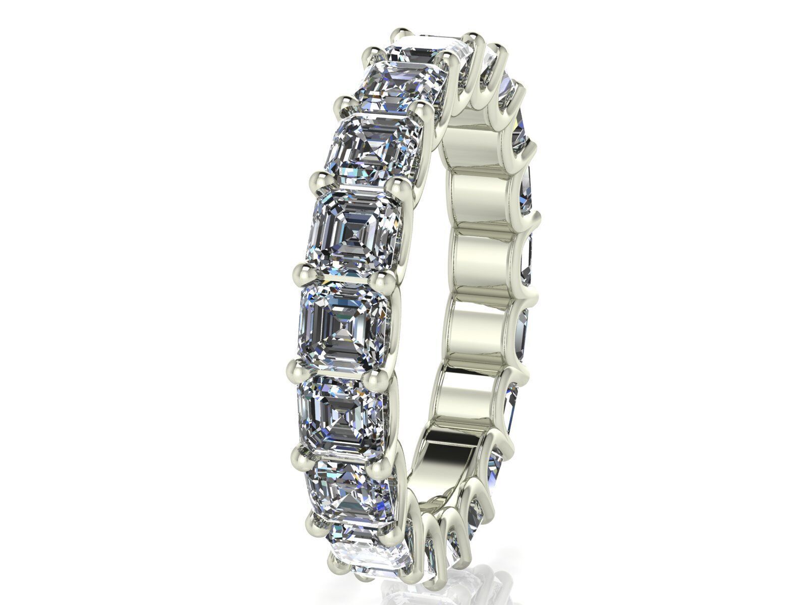 U - Shaped Eternity Bands - Ascher cut - Various stone sizes 3D print model_2