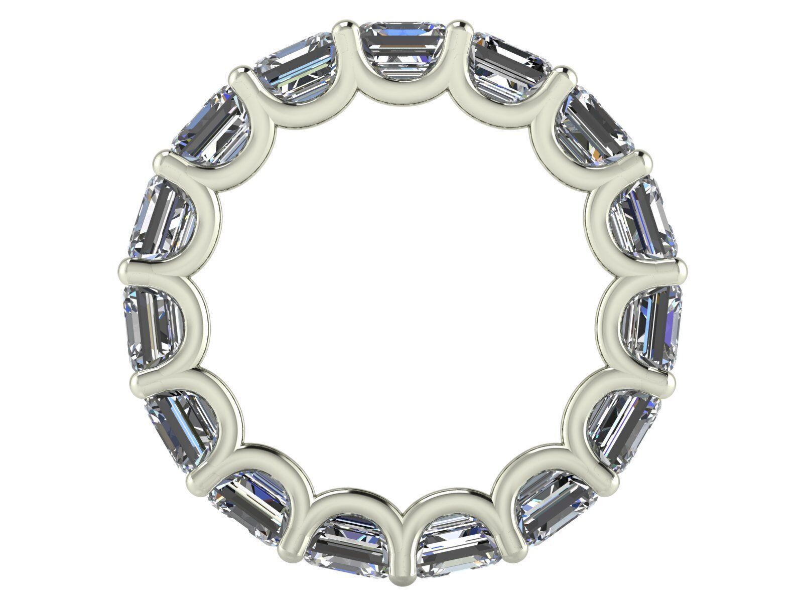 U - Shaped Eternity Bands - Ascher cut - Various stone sizes 3D print model_11