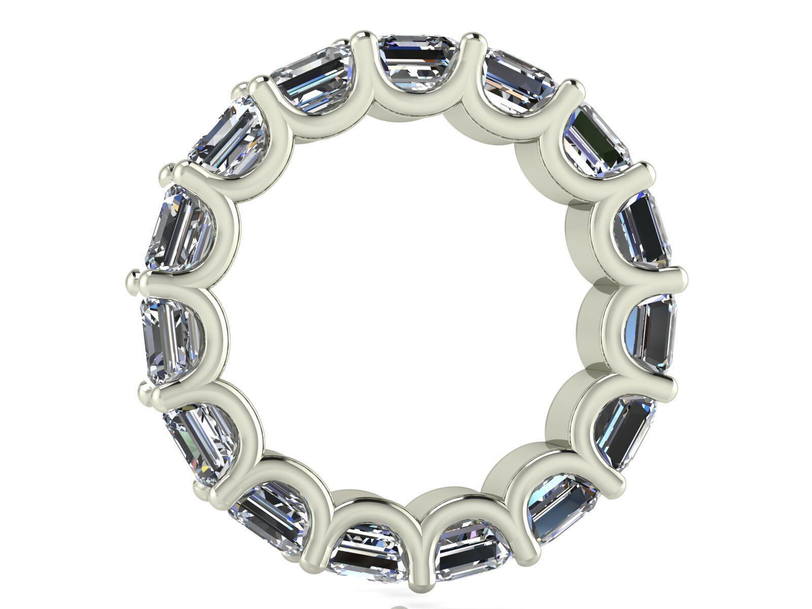 U - Shaped Eternity Bands - Ascher cut - Various stone sizes 3D print model_13