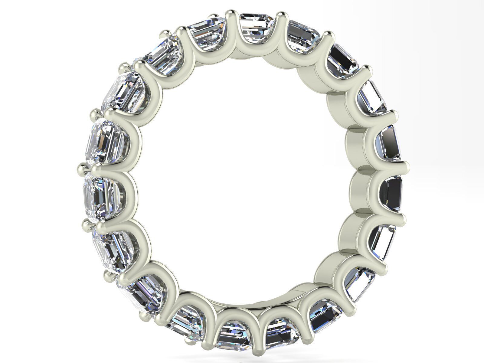 U - Shaped Eternity Bands - Ascher cut - Various stone sizes 3D print model_1