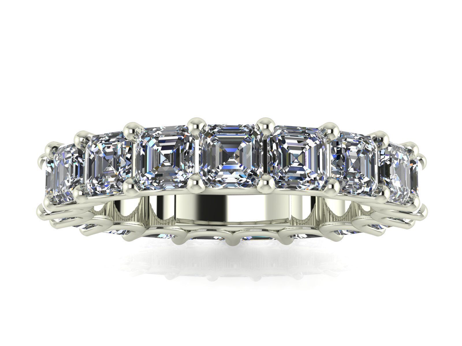 U - Shaped Eternity Bands - Ascher cut - Various stone sizes 3D print model_3