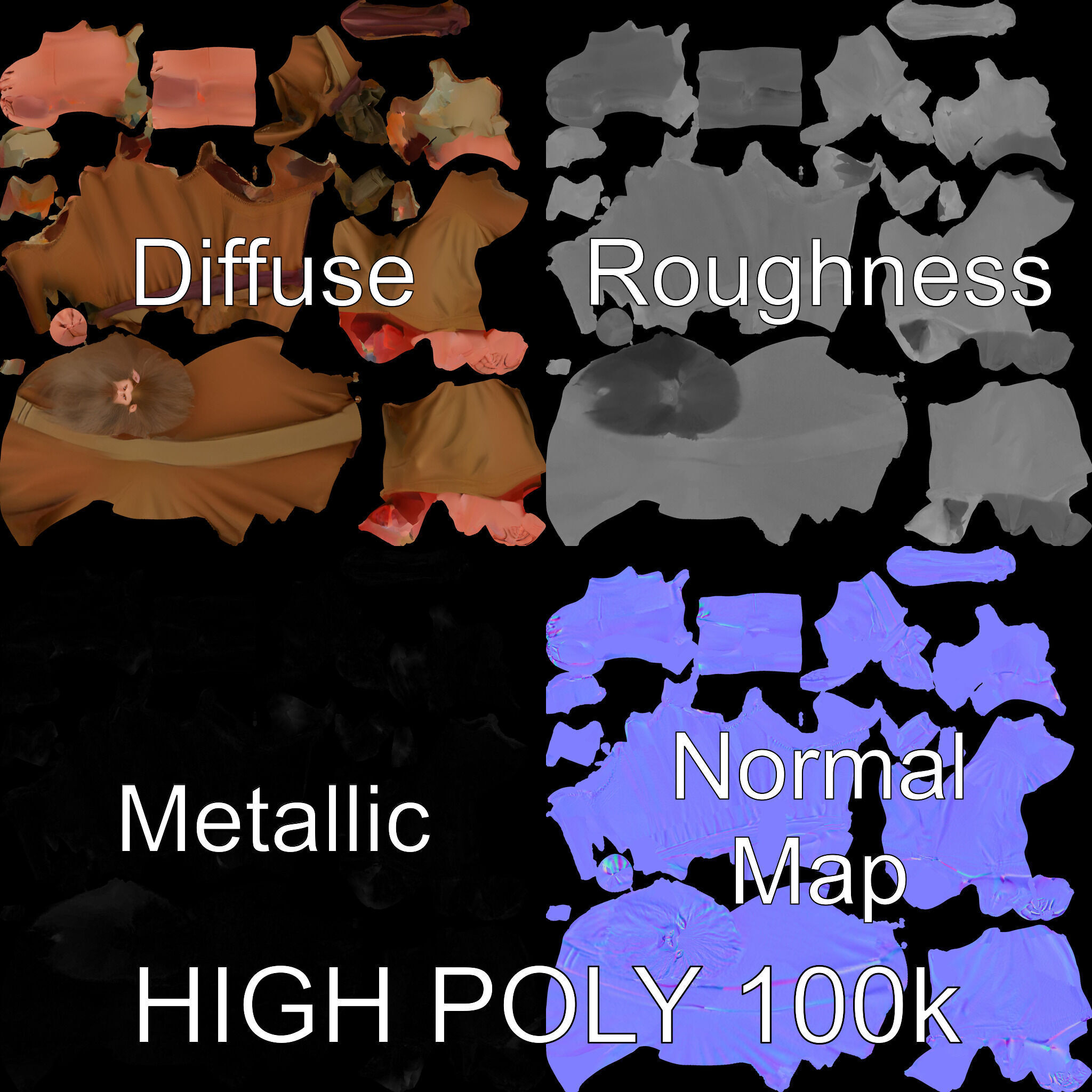 Bearded Monk D Model  Rigged PBR Textures Compatible with Mixamo Low-poly 3D model_2