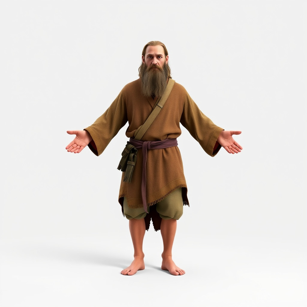 Bearded Monk D Model  Rigged PBR Textures Compatible with Mixamo Low-poly 3D model_4