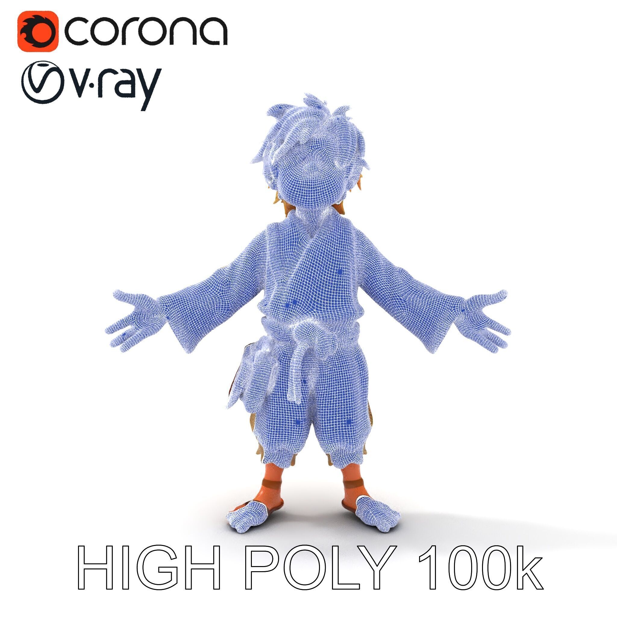 Young Adventurer Character with Casual Medieval Costume Low-poly 3D model_22