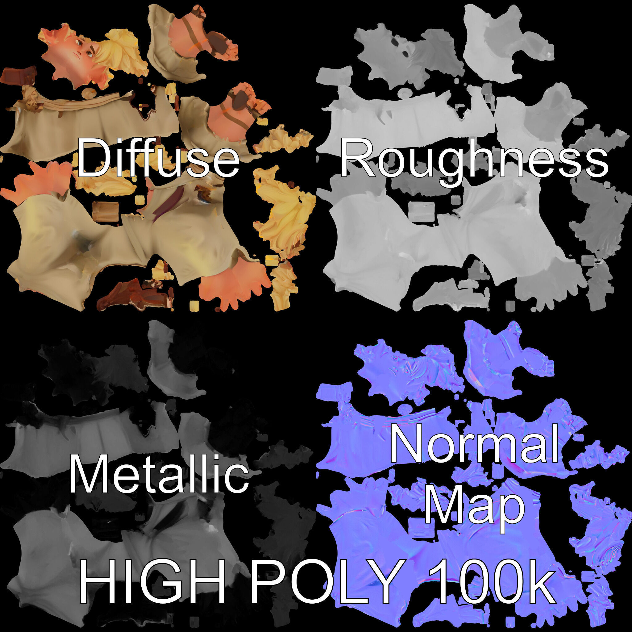 Young Adventurer Character with Casual Medieval Costume Low-poly 3D model_2