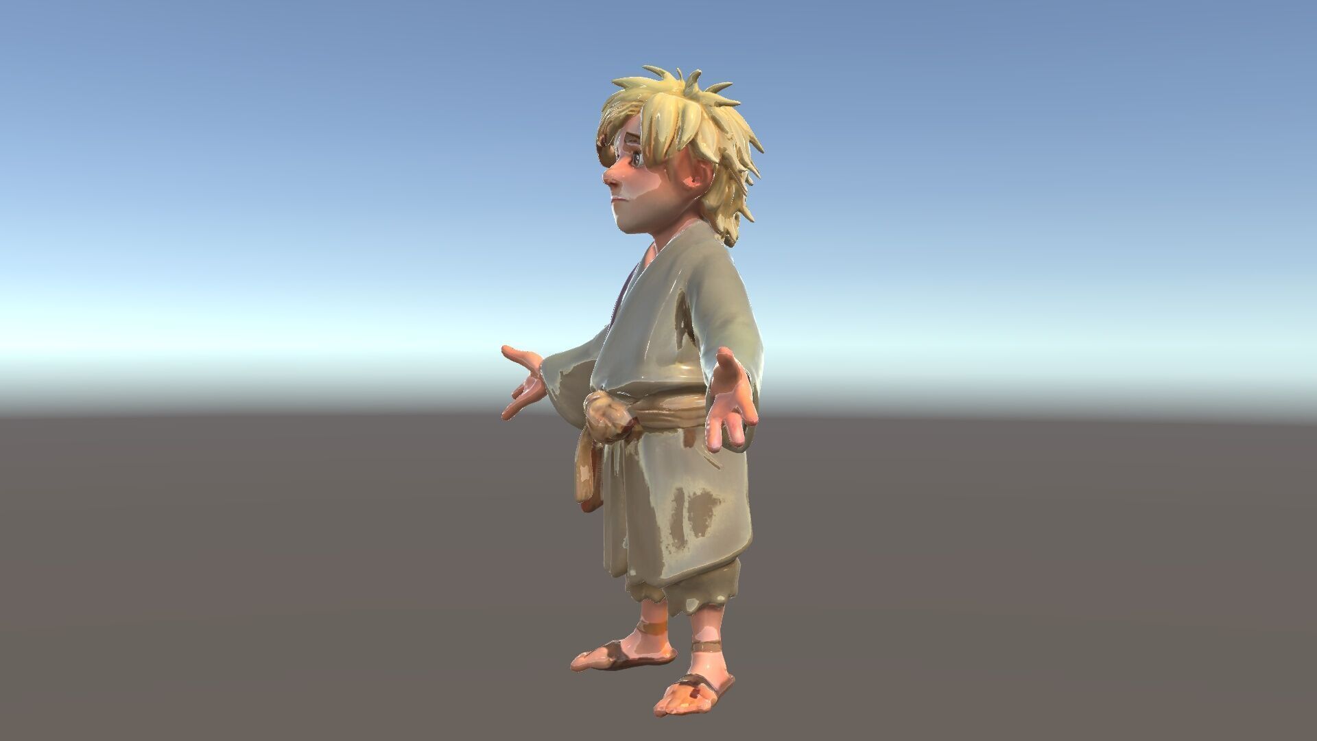 Young Adventurer Character with Casual Medieval Costume Low-poly 3D model_35