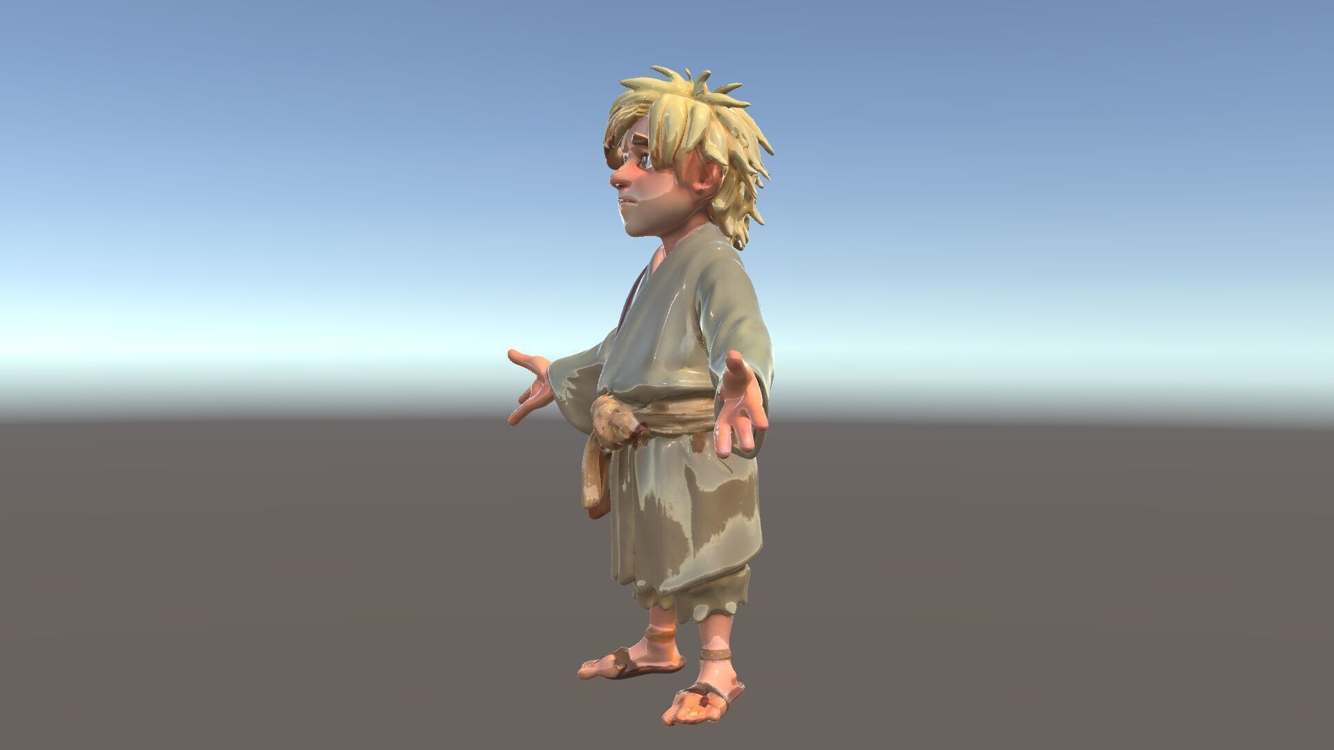 Young Adventurer Character with Casual Medieval Costume Low-poly 3D model_5