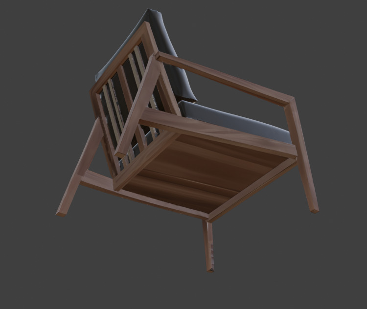 Wooden Armchair Realistic Game-Ready 3D Model with PBR Textures Low-poly 3D model_18