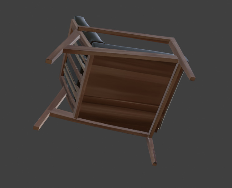 Wooden Armchair Realistic Game-Ready 3D Model with PBR Textures Low-poly 3D model_28