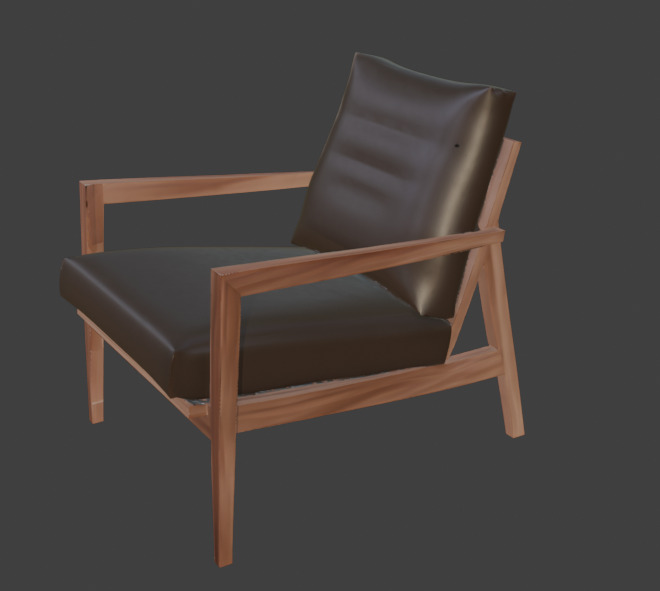 Wooden Armchair Realistic Game-Ready 3D Model with PBR Textures Low-poly 3D model_6