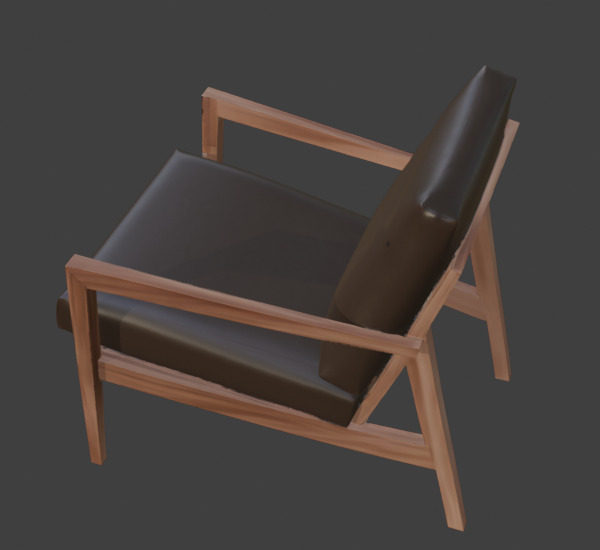 Wooden Armchair Realistic Game-Ready 3D Model with PBR Textures Low-poly 3D model_8