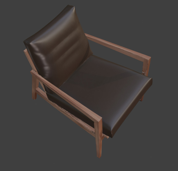 Wooden Armchair Realistic Game-Ready 3D Model with PBR Textures Low-poly 3D model_11