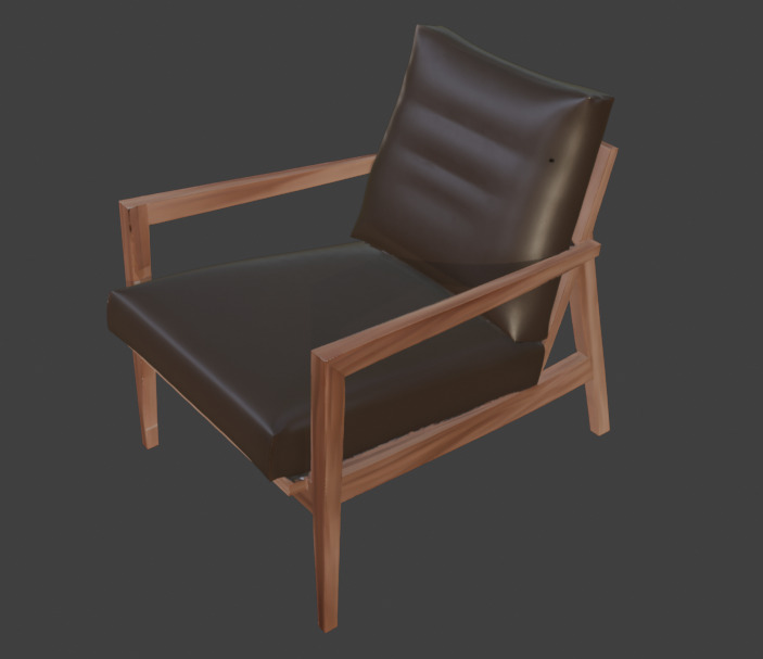 Wooden Armchair Realistic Game-Ready 3D Model with PBR Textures Low-poly 3D model_13