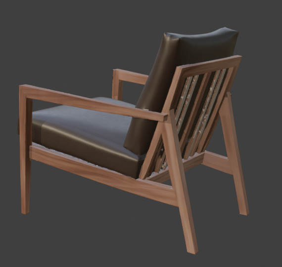 Wooden Armchair Realistic Game-Ready 3D Model with PBR Textures Low-poly 3D model_14