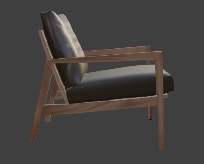 Wooden Armchair Realistic Game-Ready 3D Model with PBR Textures Low-poly 3D model_2