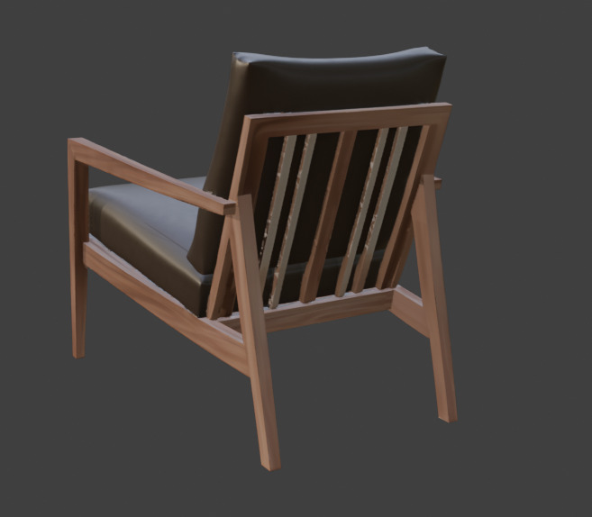 Wooden Armchair Realistic Game-Ready 3D Model with PBR Textures Low-poly 3D model_4