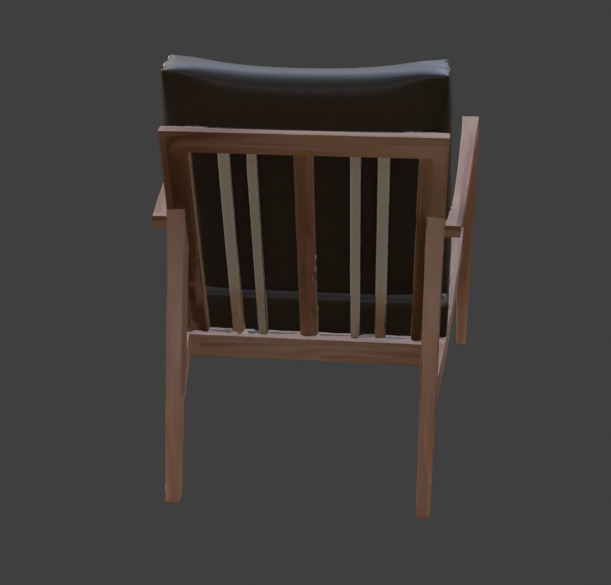 Wooden Armchair Realistic Game-Ready 3D Model with PBR Textures Low-poly 3D model_15