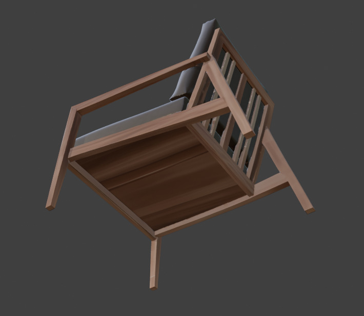 Wooden Armchair Realistic Game-Ready 3D Model with PBR Textures Low-poly 3D model_26