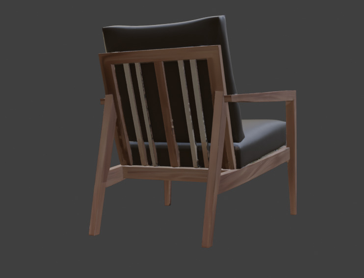 Wooden Armchair Realistic Game-Ready 3D Model with PBR Textures Low-poly 3D model_3