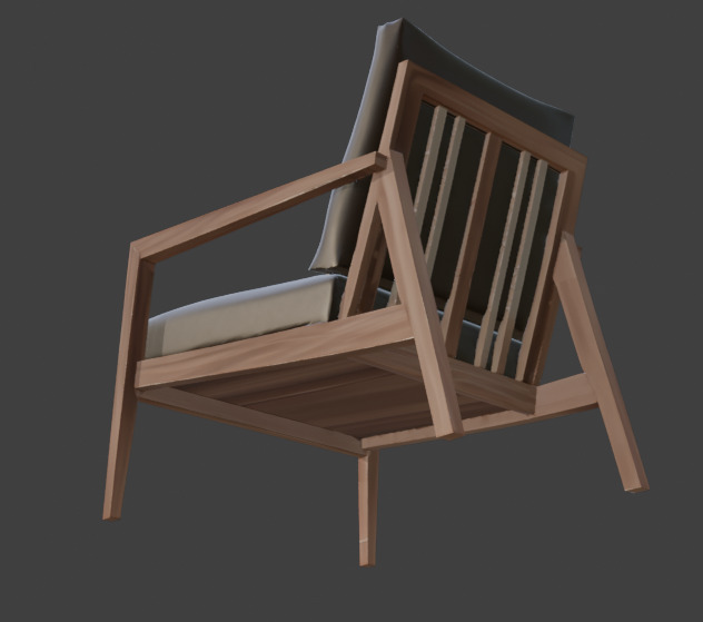 Wooden Armchair Realistic Game-Ready 3D Model with PBR Textures Low-poly 3D model_19