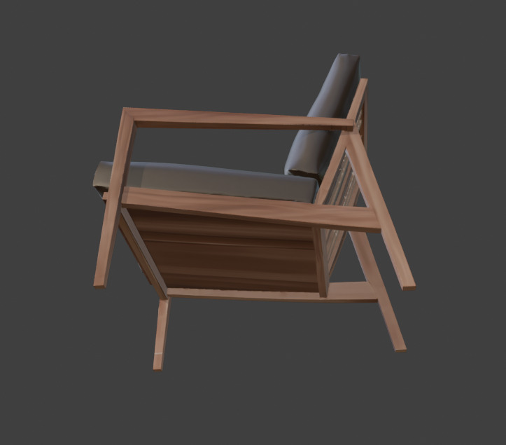 Wooden Armchair Realistic Game-Ready 3D Model with PBR Textures Low-poly 3D model_31