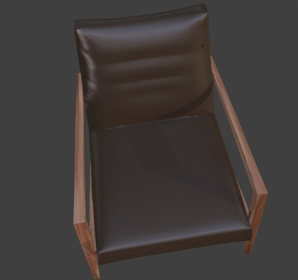 Wooden Armchair Realistic Game-Ready 3D Model with PBR Textures Low-poly 3D model_12
